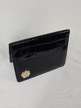 Fiorelli Black Croc-Embossed Money Clip with Gold Crest Accent